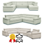 Preview: MODELL "ZOOM", ECKSOFA 3B+E+2,5BK MIT BETTFUNKTION UND STAURAUM , IN ECHTLEDER ( NATURELLE , freie Farbwahl ) !