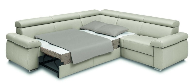 MODELL "ZOOM", ECKSOFA 3B+E+2,5BK MIT BETTFUNKTION UND STAURAUM , IN ECHTLEDER ( NATURELLE , freie Farbwahl ) !