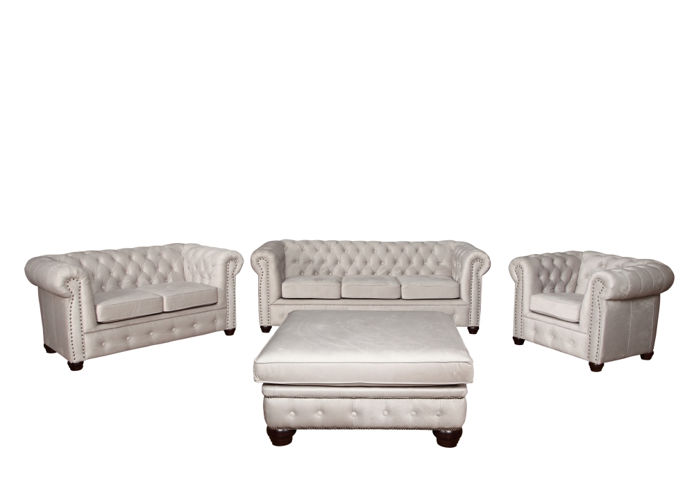 MODELL:  " CHESTERFIELD CLASSIC “  2 - SITZER SOFA IN STOFF AMORE PREMIUM *)