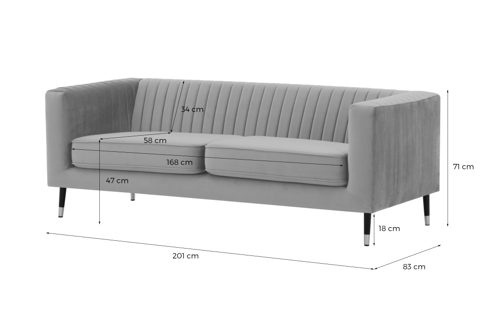 MODELL: ENYA 3 SITZER SOFA IN SAMTSTOFF „ VELOURS “ PREMIUM